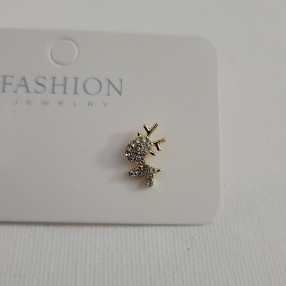 Gold tone and crystal cute reindeer post earrings - Picture 3 of 4